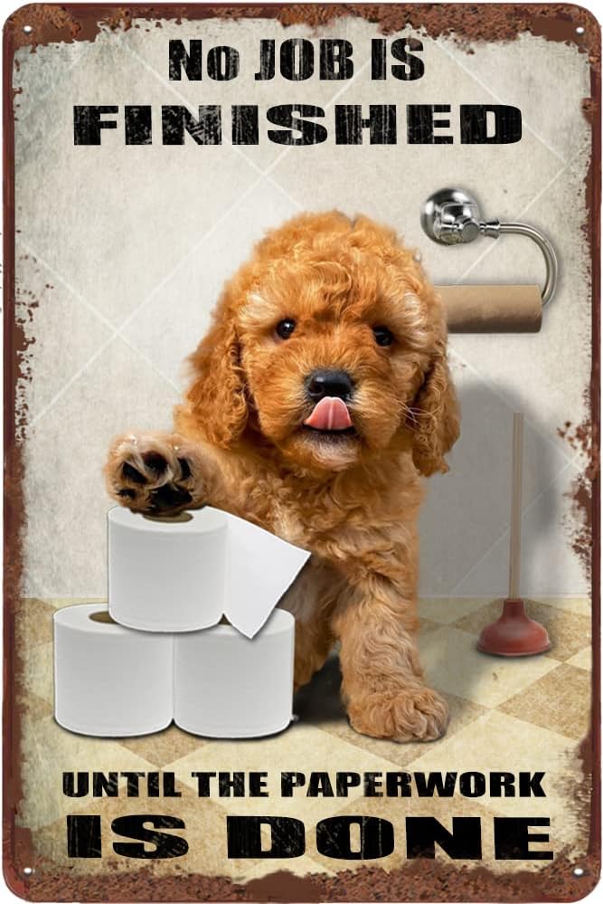Farming Jobs - Goldendoodle Hond Badkamer Tin Bord Rolpapier