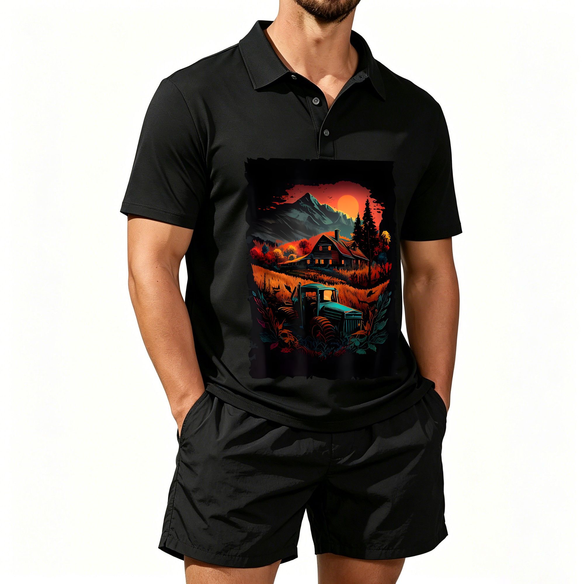 Farming A - Set van poloshirt en strandshort voor